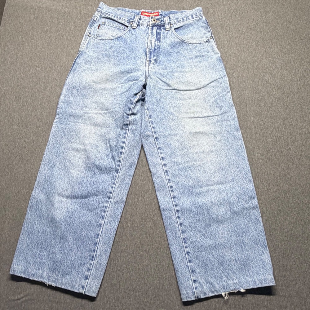 Vintage Unionbay Carpenter Denim Jorts Light Wash Wide Leg Shorts 32x24.5